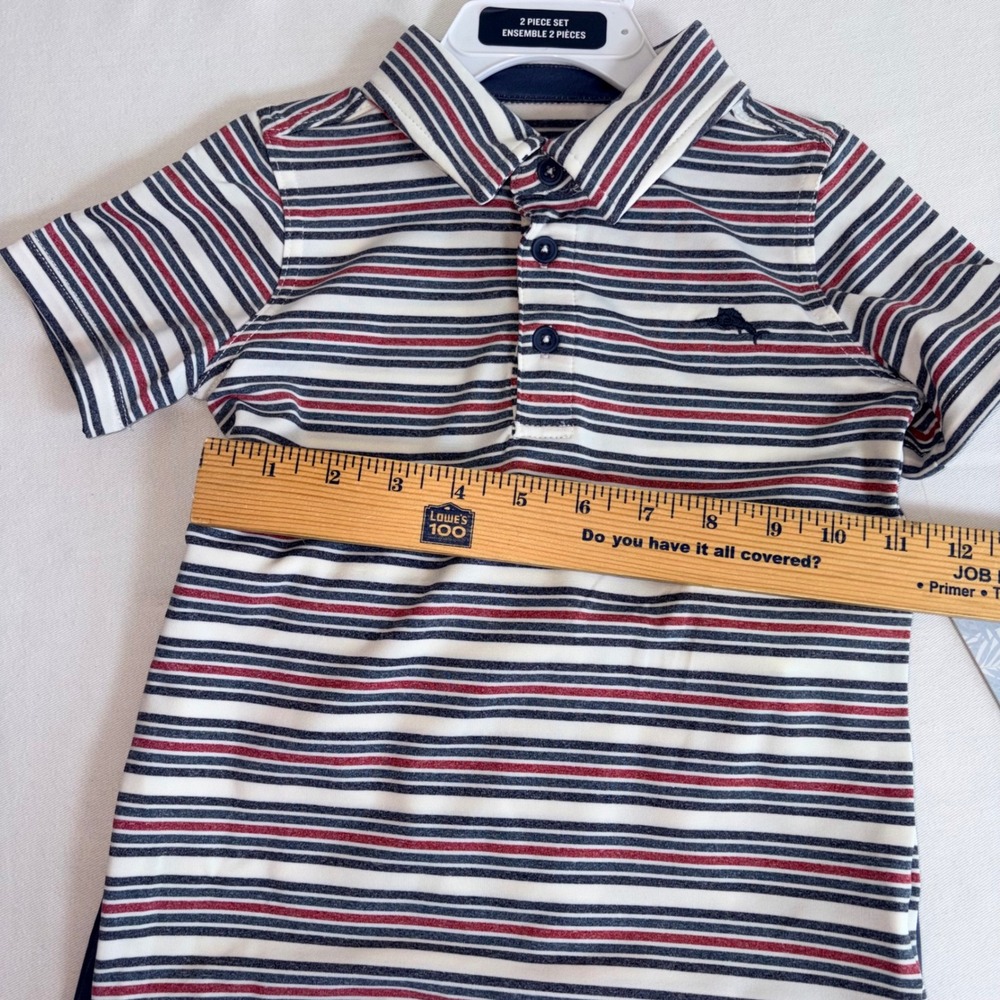 Tommy Bahama Polo & Shorts Set age 4T Navy Red White New Striped Nautical Outfit - Picture 4 of 8
